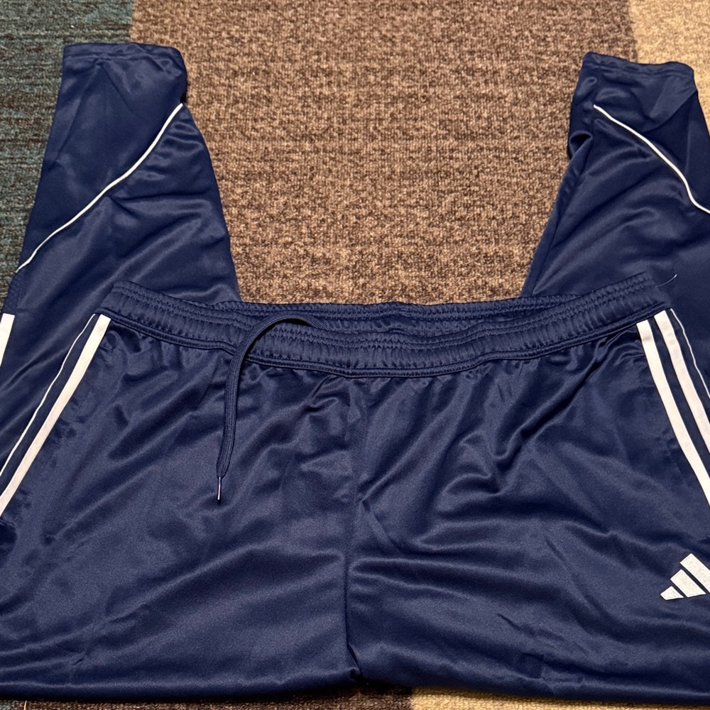 Adidas Mens Dark Blue  Regular Fit Tapered Leg Joggers with White Stripes 3XLT